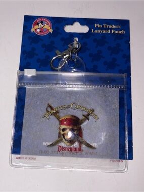 Disney Lanyard Pouch Pirates of the Caribbean 2008 New Pin Traders Pass Holder